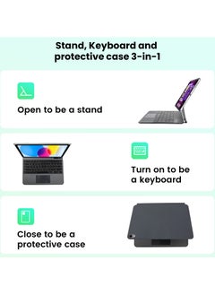 UCHUANG Arabic Keyboard Magnetic Case, iPad Keyboard Case for iPad 10th Generation (2022/10.9''), Easy-Set Floating Cantilever Stand, 7-color backlit keys, Precision Multi-Touch Trackpad. Black  - Image 5