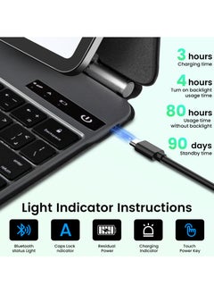 UCHUANG Arabic Keyboard Magnetic Case, iPad Keyboard Case for iPad 10th Generation (2022/10.9''), Easy-Set Floating Cantilever Stand, 7-color backlit keys, Precision Multi-Touch Trackpad. Black  - Image 4