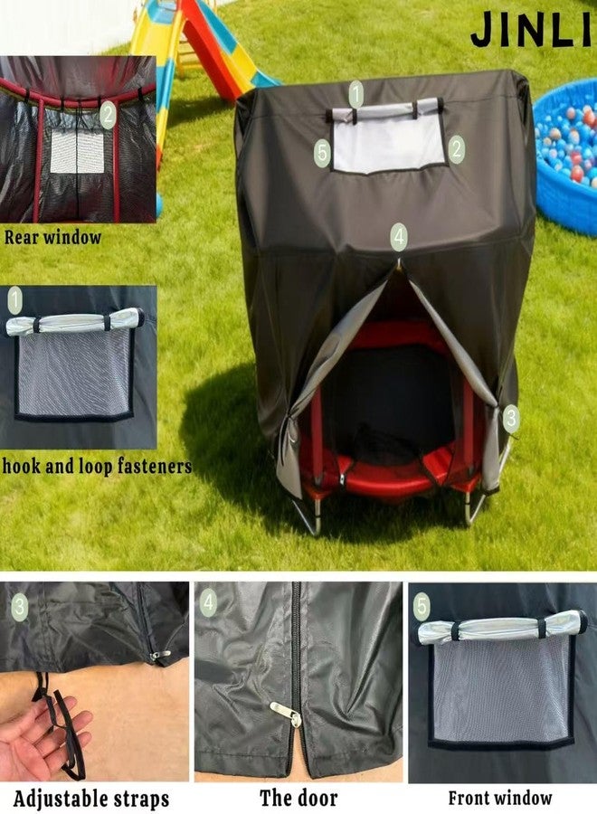 JINLI 55-inch Round Trampoline Tent Heavy-Duty 600D Outdoor Waterproof, UV-Resistant and Windproof Protective Cover - Trampoline Cover Suitable for 55-inch Children's Trampolines with Fences - Black - Image 4