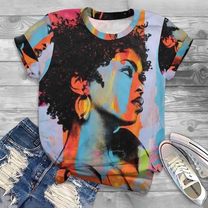 Fm 2023 Women'S Summer T-Shirt Women Loose Round Neck 3D Animal Print Short Sleeve T-Shirt Women - Image 3