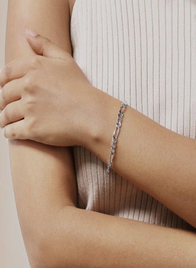 LeCalla Solid 925 Sterling Silver Figaro Link Chain Bracelet | Italian Diamond-Cut Figaro Chain Bracelet for Women Men, Made in Italy (7, 7.5, 8, 8.5, 9 Inches), Length 8.5 IN(Women X-Large & Men - Image 3