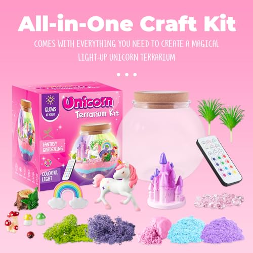JOYEEMAX Unicorn LightUp Terrarium Kit for Kids LED Night Light Birthday Gift for Girls Ages 4 5 6 7 812 Year Old Unicorn Toys for Girls DIY Arts and Crafts Kit for Kids - Image 5