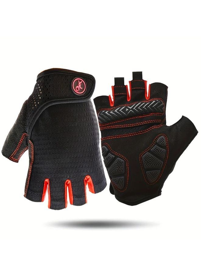 Gray Gray Half Finger Neutral Cycling Gloves Breathable Sports Fitness Gloves For Road Cycling Mountain Biking And Commuting - Image 5