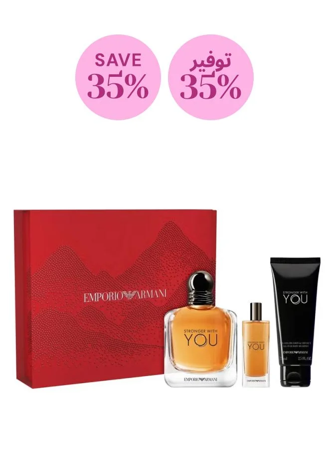 أرماني Stronger With You Gift Set - EDT 100ml, EDT 15ml & Shower Gel 75ml, Savings 34%