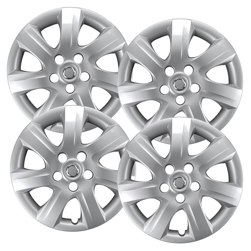 Hubcapscom Premium Quality 16 Silver Hubcaps fits 2010 and 2011 Toyota Camry Heavy Duty Construction Set of 4 61155AMSSET