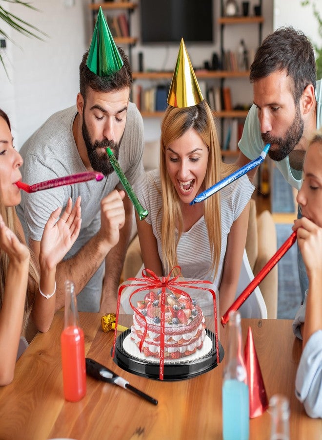 مجموعة YEUIKERR من 12 قطعة، علب كيك بلاستيكية للاستخدام مرة واحدة، مقاس 10 بوصات، مع أغطية وقواعد للكيك، مزينة بشريط | علب كيك دائرية شفافة لنقل وتخزين وعرض الكيك - Image 5