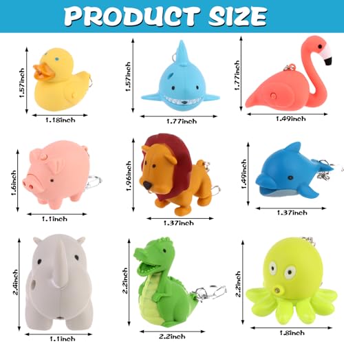 Oppaxf 9 PCS Animal Flashlight Pediatric Nurse Badge Flashlight Keychain Dolphin Lion Flamingos Dinosaur Shark Rhino Octopus Duck Pig - Image 3