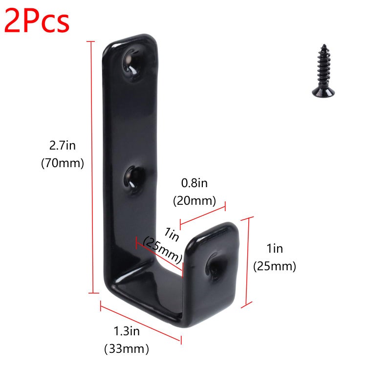 Geesatis 2 Pcs Bed Ladder Hooks Utility Hooks Hanger J Hooks Heavy Duty Metal Pvc Coated For Bed Decoration Hook Tool With Mounting Screws Black Inside 1""/25Mm - Image 2