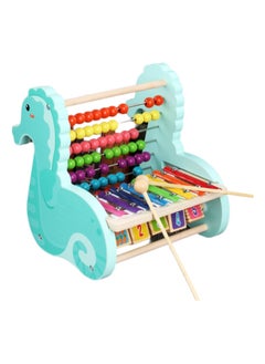 Generic Seahorse Cute Three-In-One Children'S Wooden Multifunctional Octave Piano, Calculation Frame Educational Beaded Early Education Toy  - Image 1