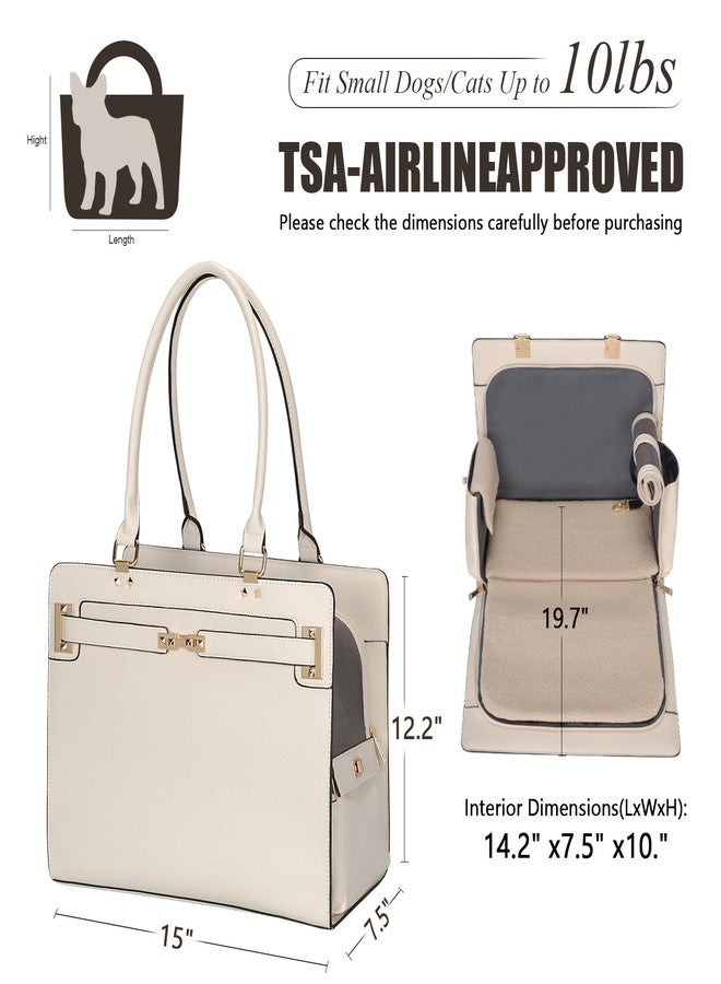 Minsong 2-in-1 Stylish Dog Purse Carrier Soft-Sided Carriers Travel Tote Bag for Small Dogs Cats, Fashion Foldable Pet Bag for Puppies Small Animals with Pockets (White, 15" L x 7.5" W x 12.2" H) - Image 2