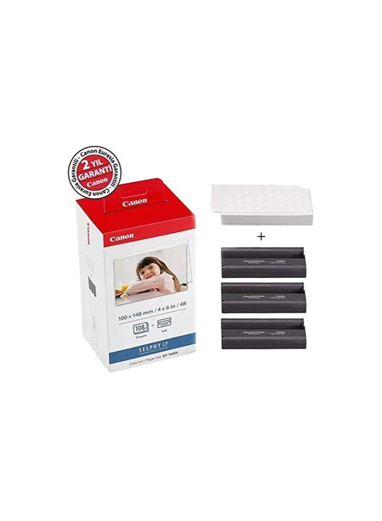 Canon Canon KP-108IN Color Ink Paper Set for Canon Selphy CP910/CP810 Photo Printer, 108 Sheets, White - Image 2