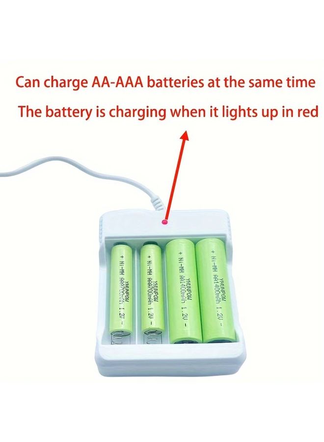 قطعة واحدة شاحن USB ذو 4 فتحات لبطاريات NiMH AA AAA مع مؤشر LED عالي الكفاءة - Image 3