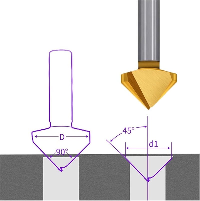 1 Flute 12 4 MM High Speed Steel Chamfering Cutter End Mill Tool 90 Degree - Image 5