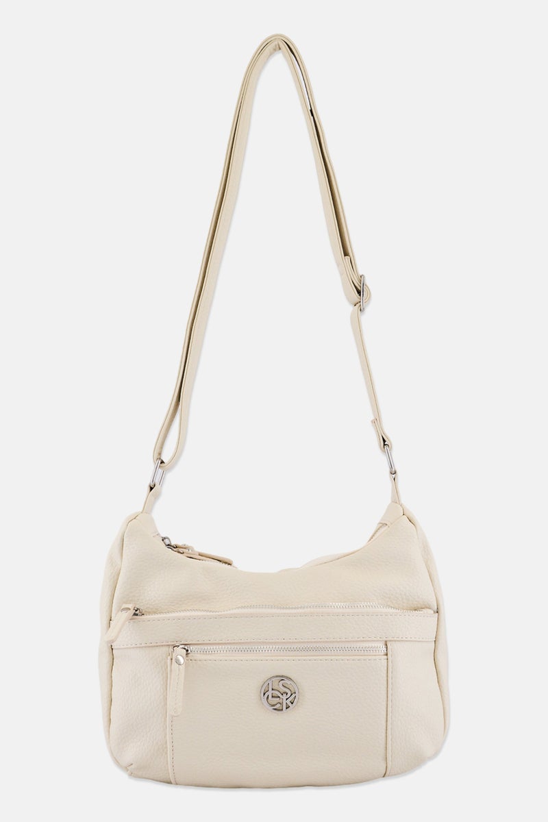 Lasocki Women Brand Logo Cross Body Bag, Beige - Image 1