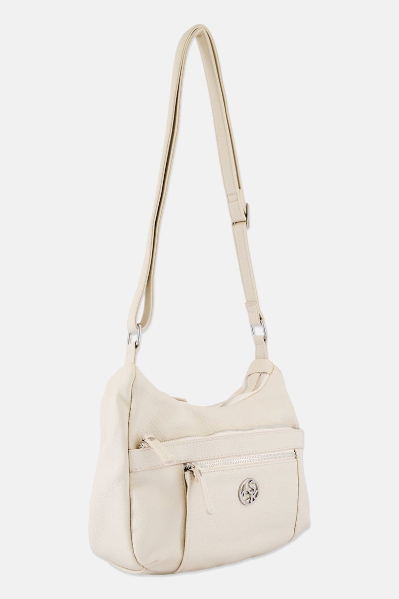 Lasocki Women Brand Logo Cross Body Bag, Beige - Image 2