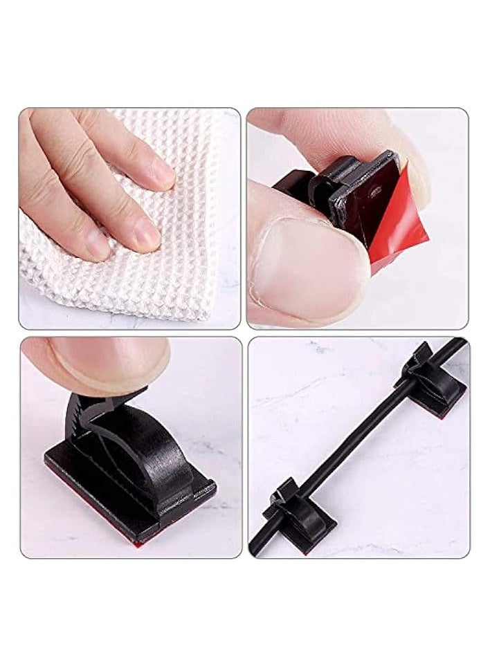 erorex 120 Pieces Outdoor Cable Clips Adhesive Cable Management Clips Sticky Wire Clips Cord Holder Cable Hooks Organizers for Christmas Fairy Hanging Light Home Decoration (Black,Medium) - Image 3