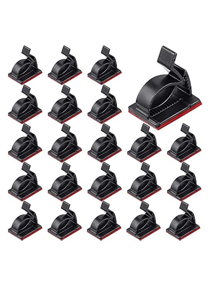 erorex 120 Pieces Outdoor Cable Clips Adhesive Cable Management Clips Sticky Wire Clips Cord Holder Cable Hooks Organizers for Christmas Fairy Hanging Light Home Decoration (Black,Medium) - Image 1