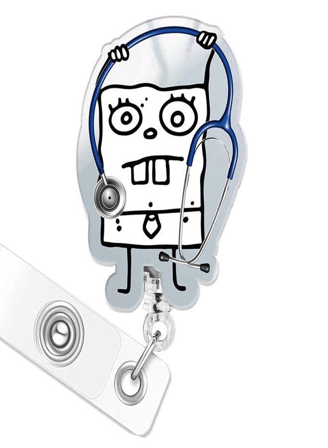 963RW Funny Badge Reel Hospital ID Retractable Holder with Acrylic Clip, Cute Nurse Badge Reels for RN, MD, Critical Care, ICU, Healthcare - Image 1