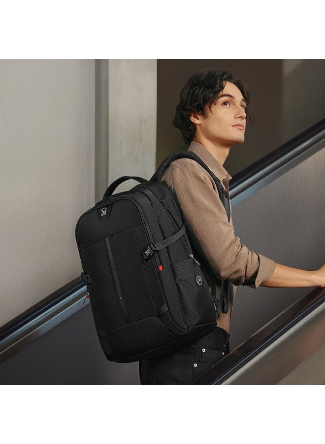 Oiwas Twin Towers Series Large Capacity Men's Backpack Commuting Business Travel Computer Bag Black - Image 3