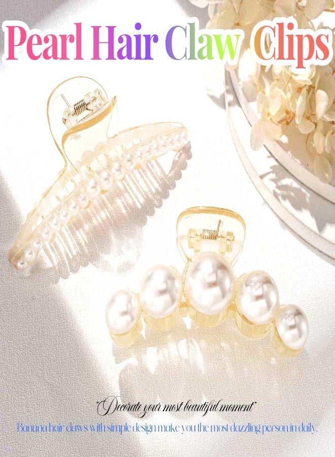 Casdre Pearl Hair Claw Clips Gold Hair Clips for Women (Pack of 2) - Image 2