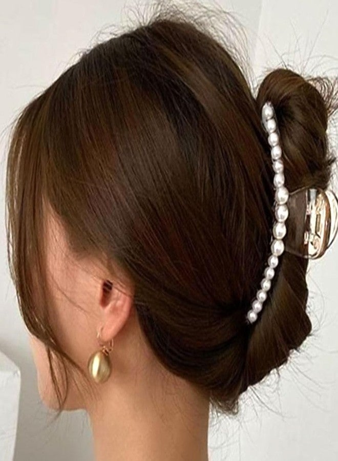 Casdre Pearl Hair Claw Clips Gold Hair Clips for Women (Pack of 2) - Image 3