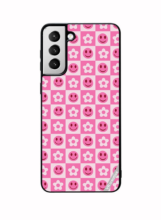 VR CREATIVE Protective Case Cover For Samsung Galaxy S22 5G Checkerbord And Flower Design Multicolour - Image 1