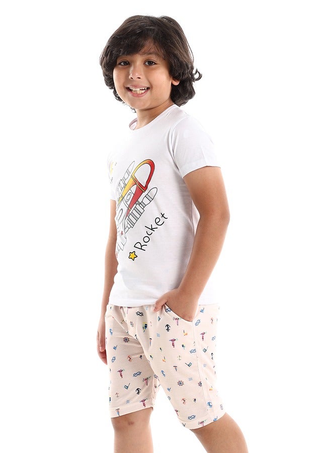 Andora "Rocket" Printed T_Shirt For Boy _ White  - Image 2