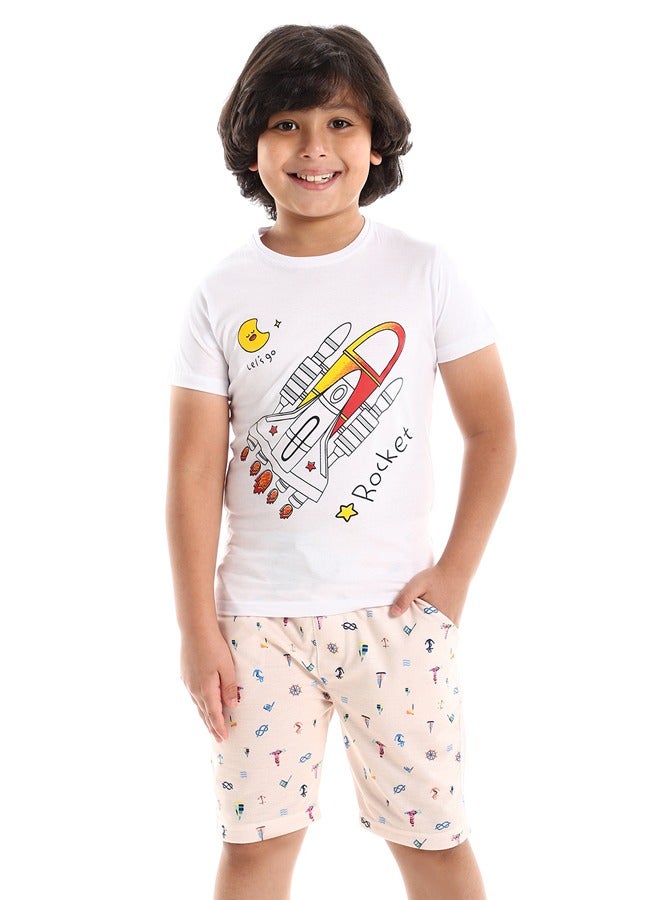 Andora "Rocket" Printed T_Shirt For Boy _ White  - Image 3