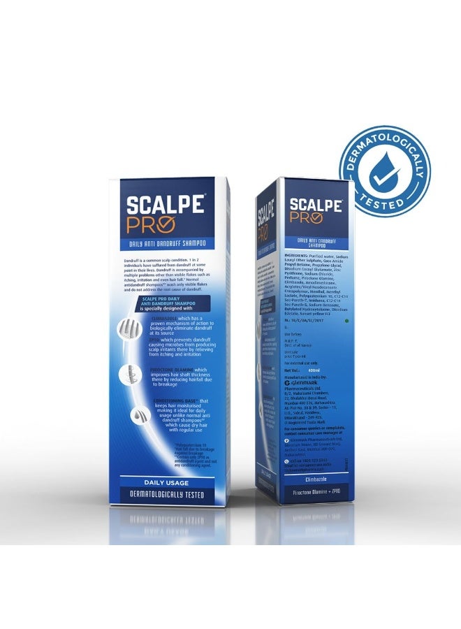 Scalpe Pro Daily Anti-Dandruff Shampoo | Removes Dandruff from Source | Helps with Itching, Irritation & Redness accompanying Dandruff | Scalpe Science | Climbazole & ZPTO Formulation | Strong & Smooth Hair | Daily Use | Dermatologically Tested Solution | For Women & Men | 400ml - Image 3