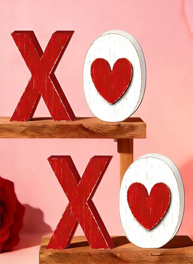 SNILOAW XOXO Sign Wooden XOXO Decorations Valentines Day Decorations Valentines Decor Indoor for Home Table Centerpiece Shelf Mantel Fireplace Dinner Hotel Decor - Image 1