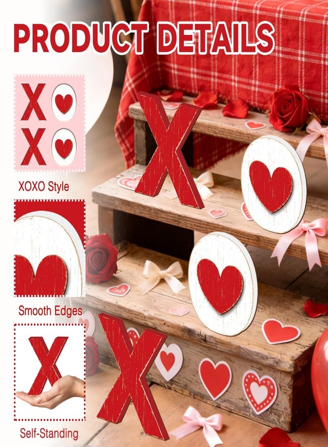 SNILOAW XOXO Sign Wooden XOXO Decorations Valentines Day Decorations Valentines Decor Indoor for Home Table Centerpiece Shelf Mantel Fireplace Dinner Hotel Decor - Image 3