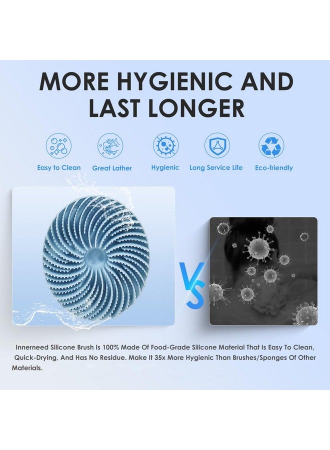 إنر نيد فرشاة تنظيف الجسم المصنوعة من السيليكون الآمن غذائيًا، تقشير وتدليك لطيف، رغوة لطيفة، أكثر صحة وتدوم لفترة أطول (أزرق فاتح) - Image 3