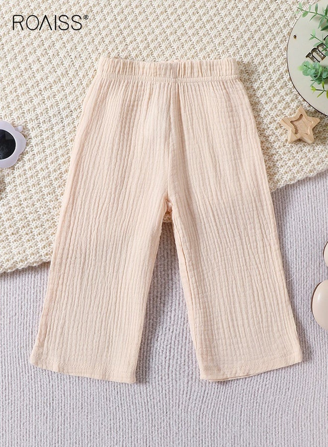 roaiss Girls 2 Piece Solid Outfit, Sleeveless Top and Long Pants Set, Kids Stylish Clothing Set with Spaghetti Strap Camisole and Wide Leg Pants, Perfect Outfit for Summer  - Image 4