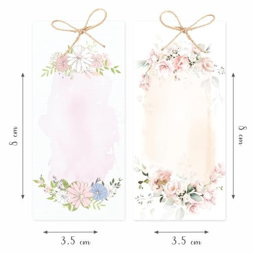 Chic a Choc 100 Note Cards Gift Tag with Jute String. Slim Watercolour Design. 50 of Each Design. Perfect for Gifts, Self Memos, Cake Boxes - Image 3