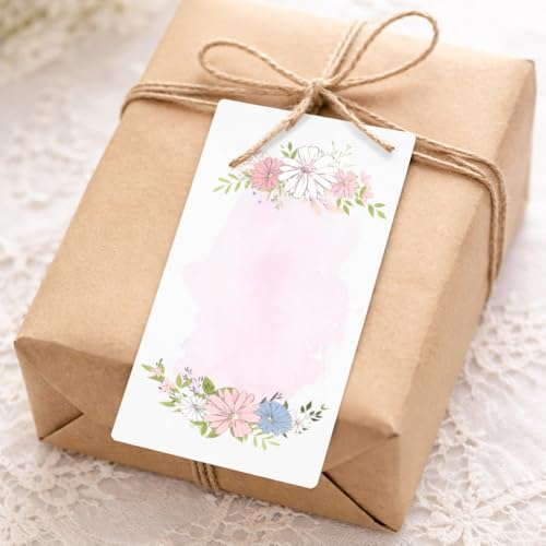 Chic a Choc 100 Note Cards Gift Tag with Jute String. Slim Watercolour Design. 50 of Each Design. Perfect for Gifts, Self Memos, Cake Boxes - Image 2