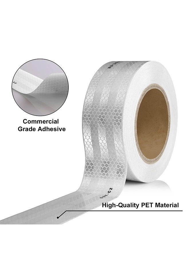 Peachjoy شريط عاكس، 2 بوصة × 200 قدم شريط عاكس خارجي مقاوم للماء DOT-C2 مقاوم للتلاشي شريط عاكس أبيض شريط تحذير أمان لاصق قوي شريط عاكس للوضوح أبيض - Image 3