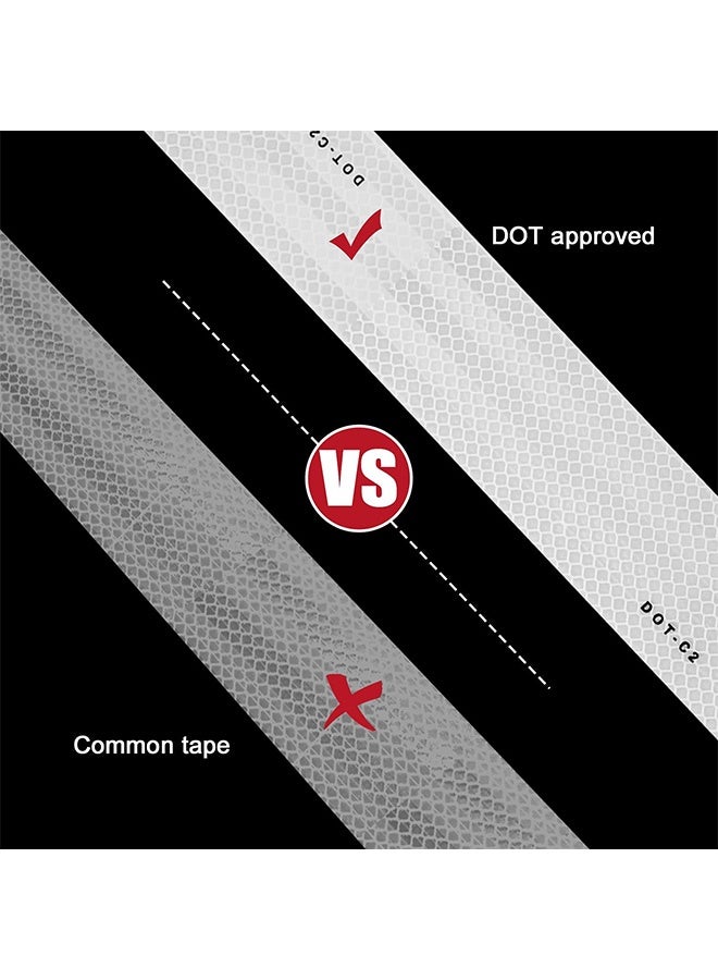 Peachjoy شريط عاكس، 2 بوصة × 200 قدم شريط عاكس خارجي مقاوم للماء DOT-C2 مقاوم للتلاشي شريط عاكس أبيض شريط تحذير أمان لاصق قوي شريط عاكس للوضوح أبيض - Image 5