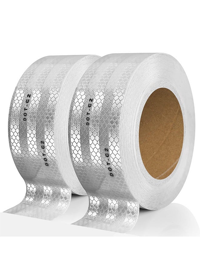 Peachjoy شريط عاكس، 2 بوصة × 200 قدم شريط عاكس خارجي مقاوم للماء DOT-C2 مقاوم للتلاشي شريط عاكس أبيض شريط تحذير أمان لاصق قوي شريط عاكس للوضوح أبيض - Image 1