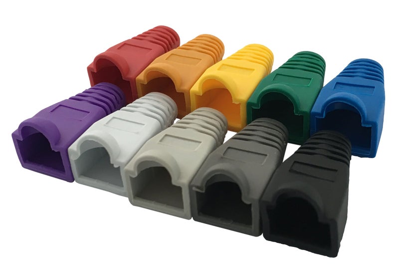Accessbuy 100 Pack RJ45 CAT6 CAT6E CAT5 CAT5E Ethernet Network Cable Strain Relief Boots Cable Connector Plug Cover Mixed Color for Laptop - Image 1