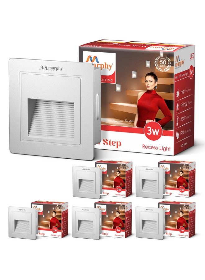 Murphy 3W Wall Step Conceal Light Outdoor and Indoor LED Foot Light with Aluminium IP65 Grade Waterproof Body : Warm White, (Pack of 6) - Image 1