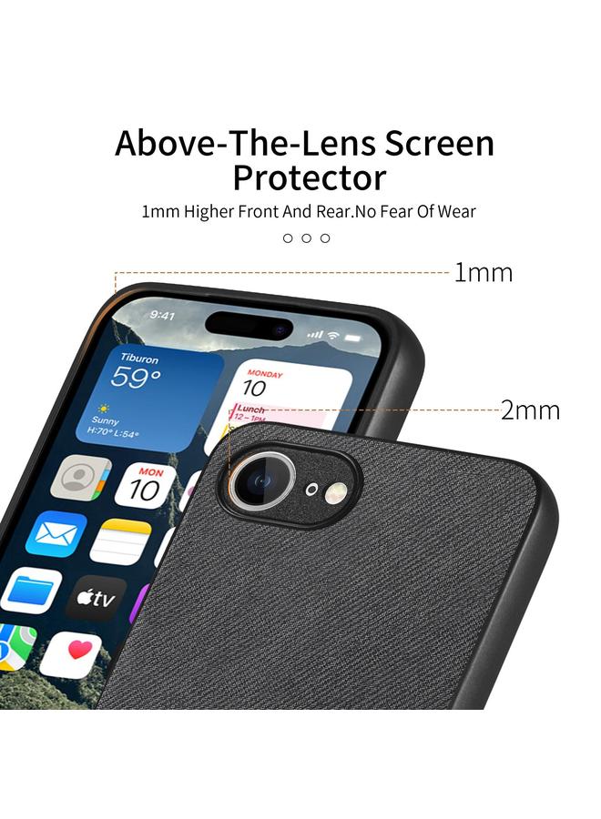 S-TOP Case For iPhone 16e Twill Fabric Leather Skin Back Phone Case - Image 4