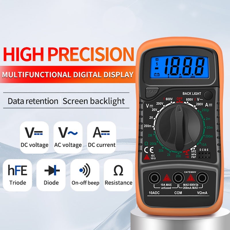 مقياس متعدد الأغراض رقمي محمول XL830L بمشط ضوئي LCD مقياس جهد AC/DC محمول ومقياس تيار DC ومقياس مقاومة فولتية وأوم مقاوم عالي الدقة ومقياس عالمي - Image 3