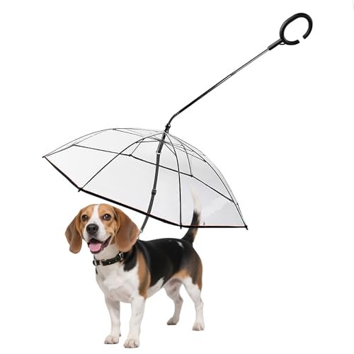 BillionChains Dog Umbrella for Small Dogs Clear Walking Umbrella with Adjustable Leash - Image 1