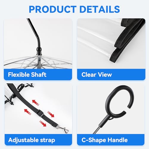 BillionChains Dog Umbrella for Small Dogs Clear Walking Umbrella with Adjustable Leash - Image 4