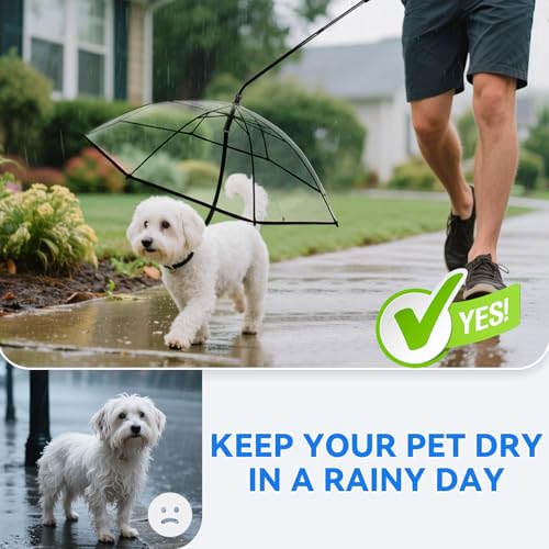 BillionChains Dog Umbrella for Small Dogs Clear Walking Umbrella with Adjustable Leash - Image 3
