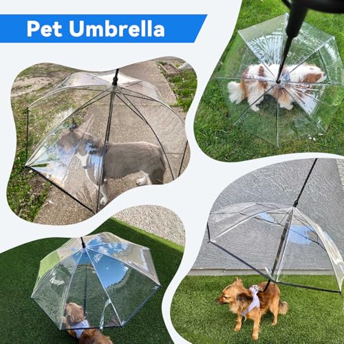 BillionChains Dog Umbrella for Small Dogs Clear Walking Umbrella with Adjustable Leash - Image 2