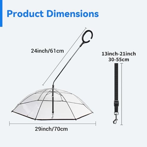 BillionChains Dog Umbrella for Small Dogs Clear Walking Umbrella with Adjustable Leash - Image 5