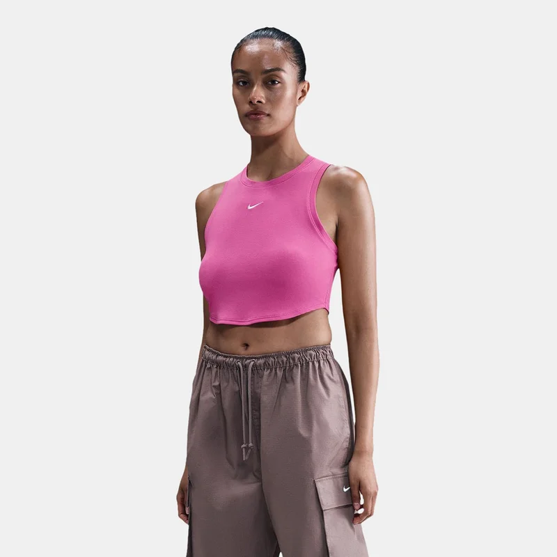 نايكي سبورتسوير ايسنشالز تيشيرت ريبد كروبد بلا أكمام للنساء