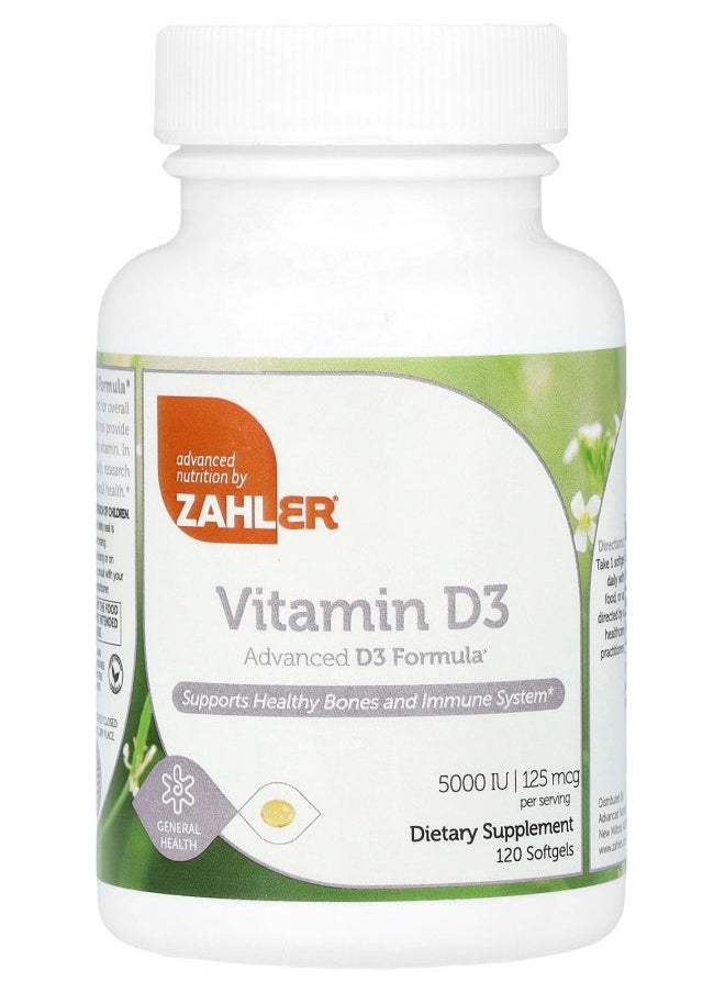 Zahler Vitamin D3 Advanced D3 Formula 125 mcg (5000 IU) 120 Softgels 