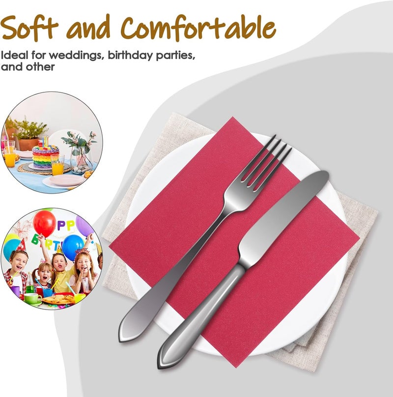 20pcs Disposable Red Luncheon Napkins Two-ply Paper Napkins for Party Wedding Reception Thanksgiving Christmas Holiday Dinner Use - Image 3